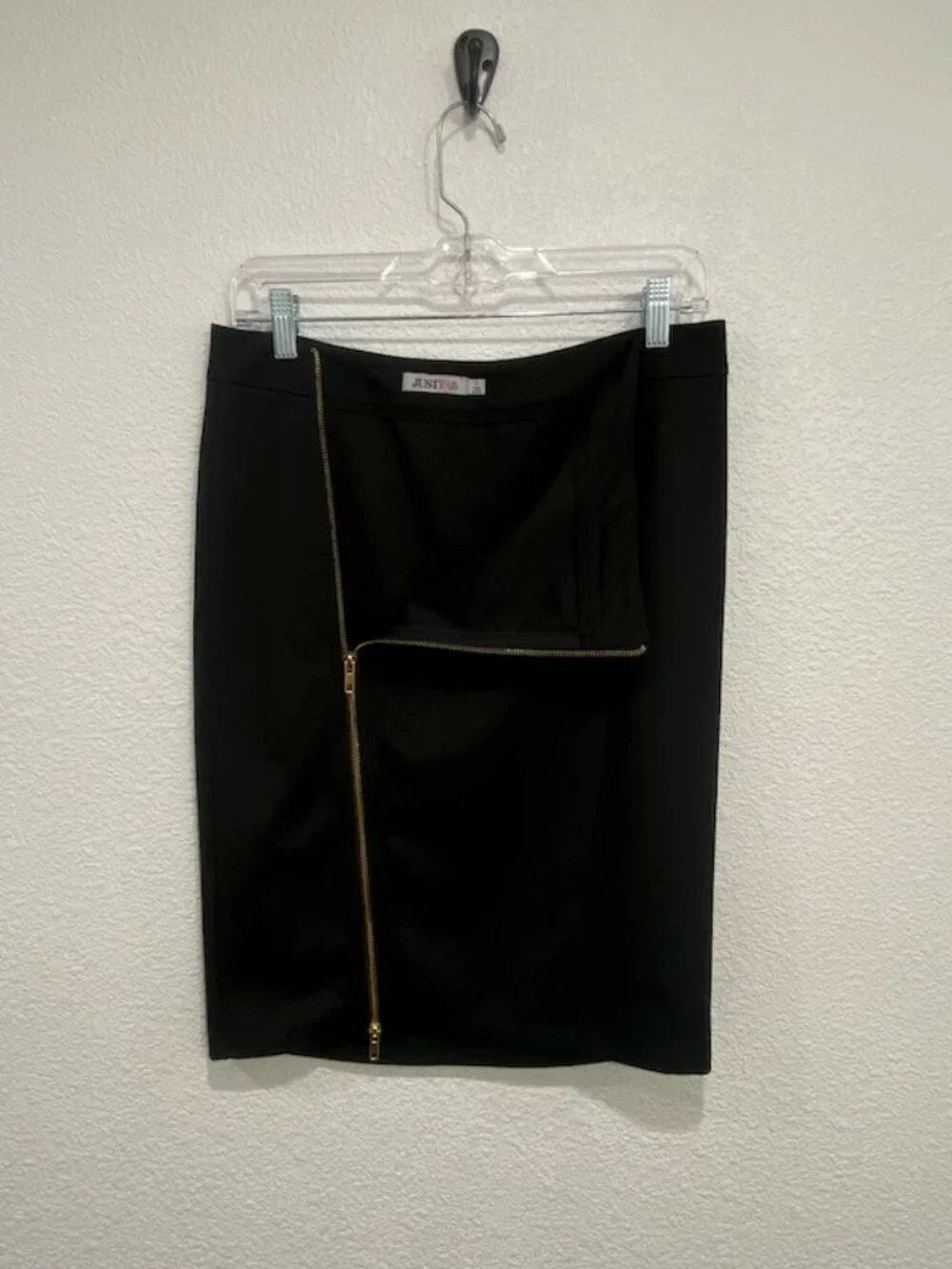 JustFab Asymmetrical Zip Midi Pencil Skirt Black S - Picture 5 of 7